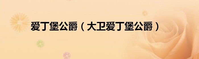 爱丁堡公爵（大卫爱丁堡公爵）