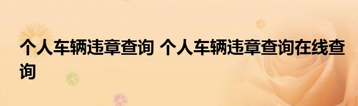 个人车辆违章查询 个人车辆违章查询在线查询