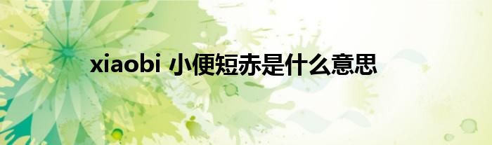 xiaobi 小便短赤是什么意思