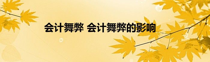 会计舞弊 会计舞弊的影响