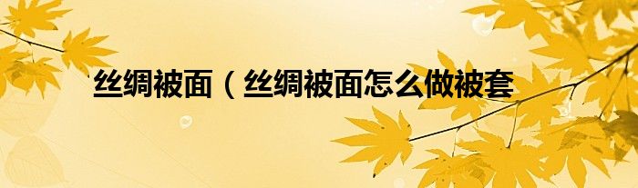 丝绸被面（丝绸被面怎么做被套