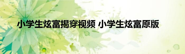 小学生炫富揭穿视频 小学生炫富原版