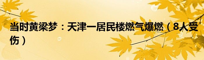 当时黄梁梦：天津一居民楼燃气爆燃（8人受伤）
