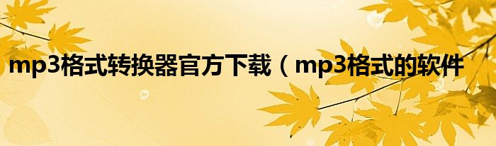 mp3格式转换器官方下载（mp3格式的软件