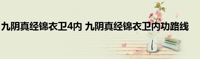 九阴真经锦衣卫4内 九阴真经锦衣卫内功路线