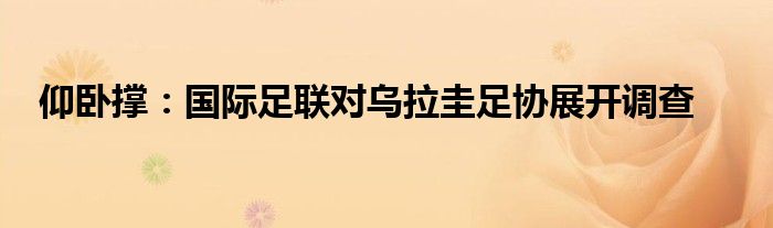 仰卧撑：国际足联对乌拉圭足协展开调查