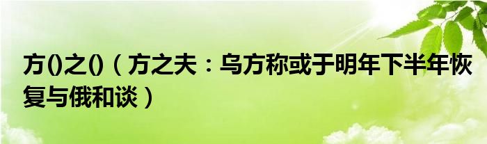 方()之()（方之夫：乌方称或于明年下半年恢复与俄和谈）