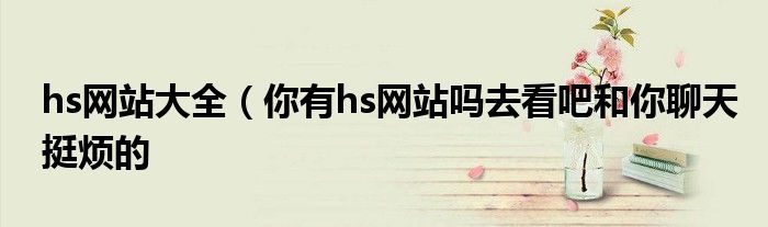 hs网站大全（你有hs网站吗去看吧和你聊天挺烦的
