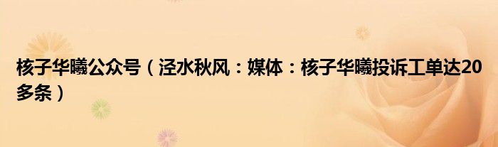 核子华曦公众号（泾水秋风：媒体：核子华曦投诉工单达20多条）