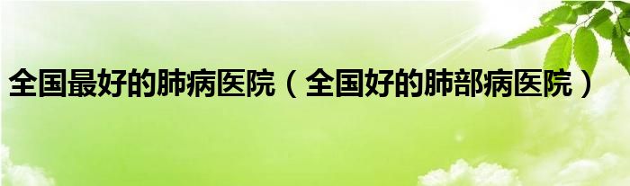 全国最好的肺病医院（全国好的肺部病医院）