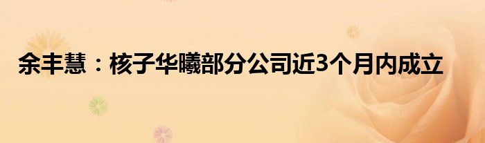 余丰慧：核子华曦部分公司近3个月内成立