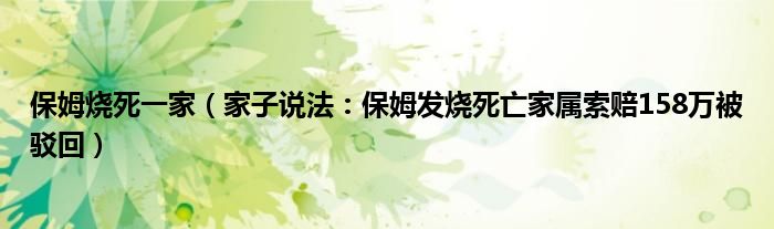保姆烧死一家（家子说法：保姆发烧死亡家属索赔158万被驳回）