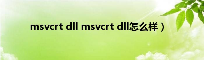 msvcrt dll msvcrt dll怎么样）