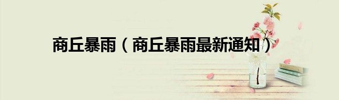 商丘暴雨（商丘暴雨最新通知）