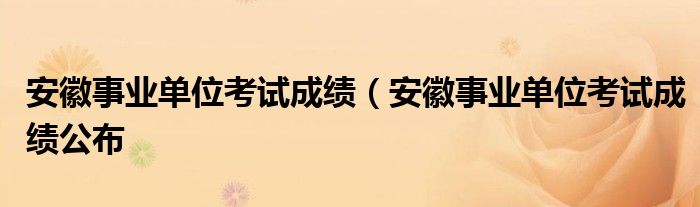 安徽事业单位考试成绩（安徽事业单位考试成绩公布