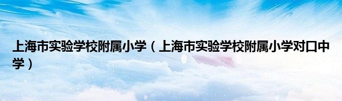 上海市实验学校附属小学（上海市实验学校附属小学对口中学）