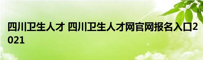 四川卫生人才 四川卫生人才网官网报名入口2021