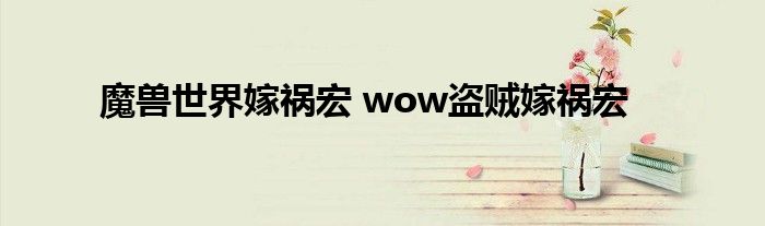 魔兽世界嫁祸宏 wow盗贼嫁祸宏