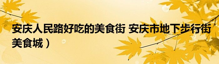 安庆人民路好吃的美食街 安庆市地下步行街美食城）