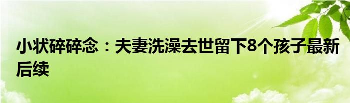 小状碎碎念：夫妻洗澡去世留下8个孩子最新后续