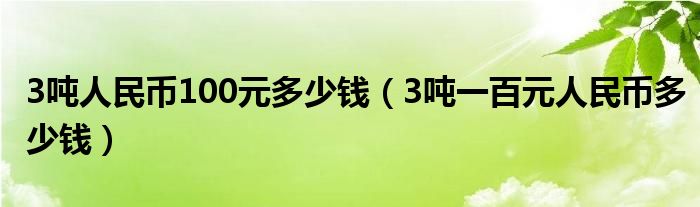 3吨人民币100元多少钱（3吨一百元人民币多少钱）