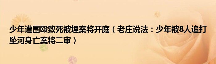 少年遭围殴致死被埋案将开庭（老庄说法：少年被8人追打坠河身亡案将二审）