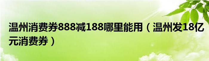温州消费券888减188哪里能用（温州发18亿元消费券）