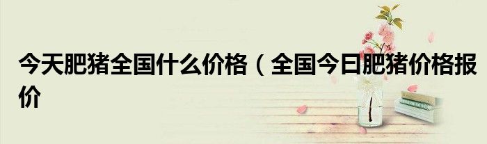 今天肥猪全国什么价格（全国今曰肥猪价格报价
