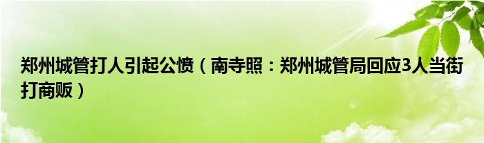 郑州城管打人引起公愤（南寺照：郑州城管局回应3人当街打商贩）