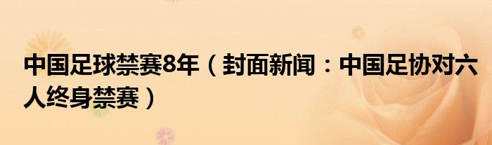 中国足球禁赛8年（封面新闻：中国足协对六人终身禁赛）