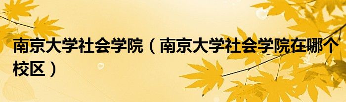 南京大学社会学院（南京大学社会学院在哪个校区）