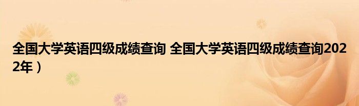 全国大学英语四级成绩查询 全国大学英语四级成绩查询2022年）