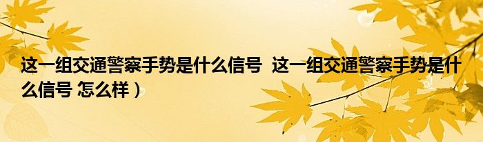这一组交通警察手势是什么信号  这一组交通警察手势是什么信号 怎么样）