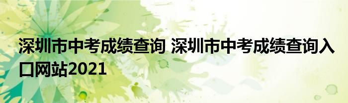 深圳市中考成绩查询 深圳市中考成绩查询入口网站2021