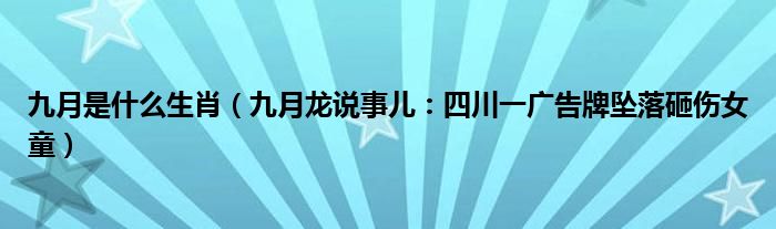 九月是什么生肖（九月龙说事儿：四川一广告牌坠落砸伤女童）