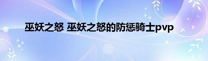 巫妖之怒 巫妖之怒的防惩骑士pvp