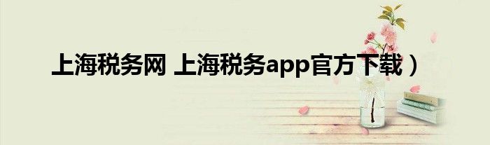 上海税务网 上海税务app官方下载）