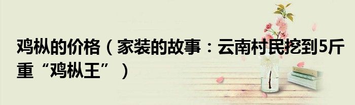 鸡枞的价格（家装的故事：云南村民挖到5斤重“鸡枞王”）