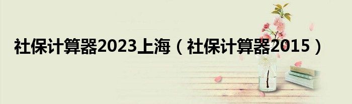 社保计算器2023上海（社保计算器2015）