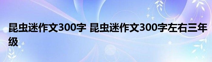 昆虫迷作文300字 昆虫迷作文300字左右三年级