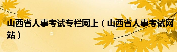 山西省人事考试专栏网上（山西省人事考试网站）