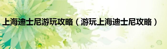 上海迪士尼游玩攻略（游玩上海迪士尼攻略）