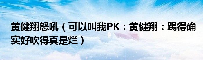 黄健翔怒吼（可以叫我PK：黄健翔：踢得确实好吹得真是烂）