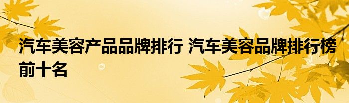 汽车美容产品品牌排行 汽车美容品牌排行榜前十名