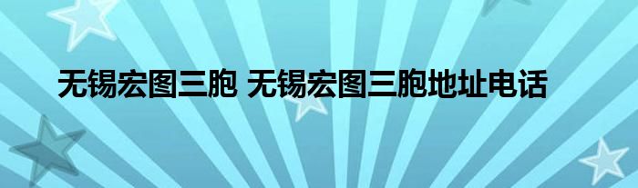 无锡宏图三胞 无锡宏图三胞地址电话