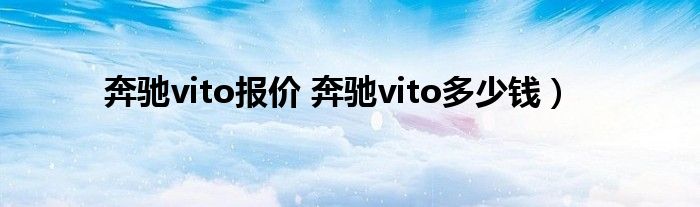 奔驰vito报价 奔驰vito多少钱）