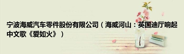 宁波海威汽车零件股份有限公司（海威河山：英国迪厅响起中文歌《爱如火》）