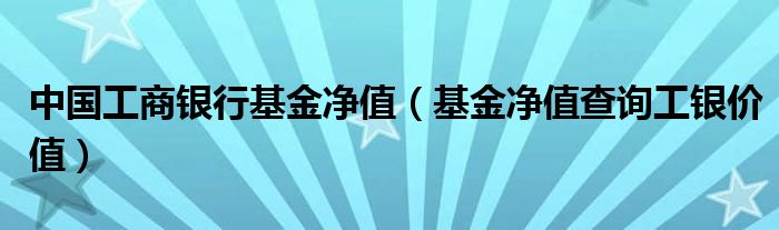 中国工商银行基金净值（基金净值查询工银价值）