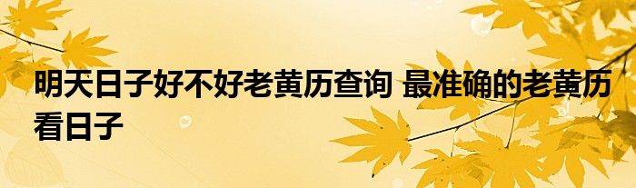 明天日子好不好老黄历查询 最准确的老黄历看日子