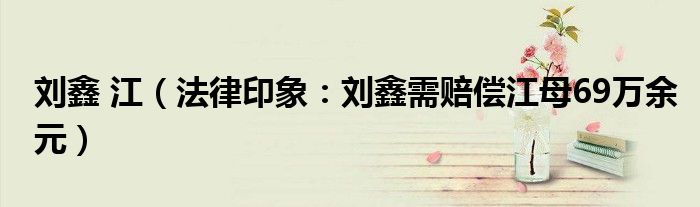 刘鑫 江（法律印象：刘鑫需赔偿江母69万余元）
